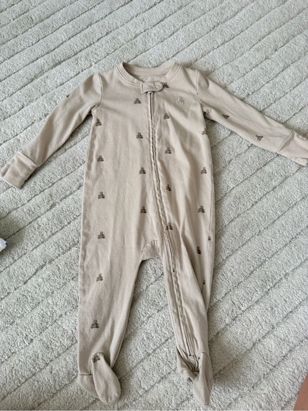 Gap Neutral Beige Footed Baby Onesie 6-9 months